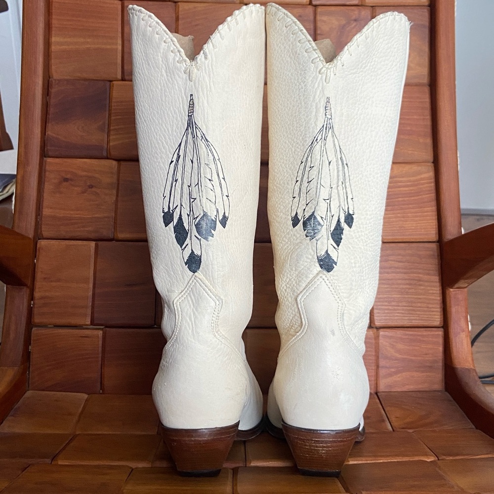 Zodiac Frontier Handmade Leather Vintage Western Cowgirl Boots Women's Size 8 - Picture 2 of 16